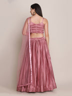 Jyoti Fashion Women's Dusty Pink Satin Silk Platted Work Lehenga Choli with Dupatta | Grocsy