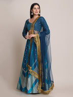 Jyoti Fashion Women's Rama Silk Blend Zari Woven Lehenga Choli with Dupatta | Grocsy