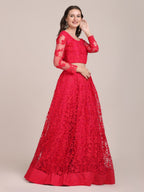 Jyoti Fashion Women's Pink Net Thread Embroidered Lehenga Choli with Dupatta | Grocsy
