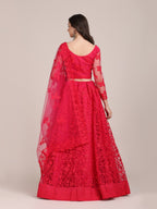 Jyoti Fashion Women's Pink Net Thread Embroidered Lehenga Choli with Dupatta | Grocsy