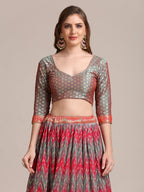 Jyoti Fashion Women's Grey Jacquard Silk Gold Woven & Platted Work Lehenga Choli with Dupatta | Grocsy