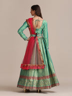 Jyoti Fashion Women's Sea Green Jacquard Silk Gold Woven Work Lehenga Choli with Dupatta | Grocsy