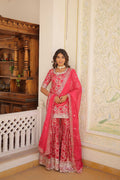Jyoti Fashion Women's Rani Pink Viscose Jacquerd Sequins with Zari Embroidered Gharara Set | Grocsy