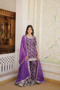 Jyoti Fashion Women's Purple Viscose Jacquerd Sequins with Zari Embroidered Gharara Set | Grocsy