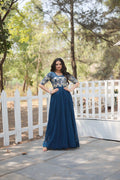 Jyoti Fashion Women's Rama Faux Blooming Sequins with Zari Embroidered Long Anarkali Dress | Grocsy