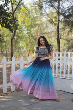 Jyoti Fashion Women's Multicolor Faux Blooming Sequins with Zari Embroidered Long Anarkali Dress | Grocsy