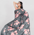 Jyoti Fashion Women's Multicolor Pure Japan Satin Digital Printed Designer Saree with Blouse | Grocsy