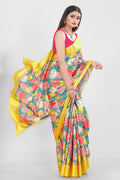 Jyoti Fashion Women's Multicolor Pure Japan Satin Digital Printed Designer Saree with Blouse | Grocsy
