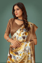 Jyoti Fashion Women's Multicolor Pure Japan Satin Digital Printed Designer Saree with Blouse | Grocsy