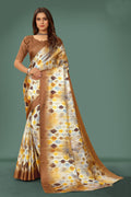 Jyoti Fashion Women's Multicolor Pure Japan Satin Digital Printed Designer Saree with Blouse | Grocsy