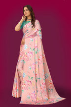 Jyoti Fashion Women's Multicolor Pure Japan Satin Digital Printed Designer Saree with Blouse | Grocsy