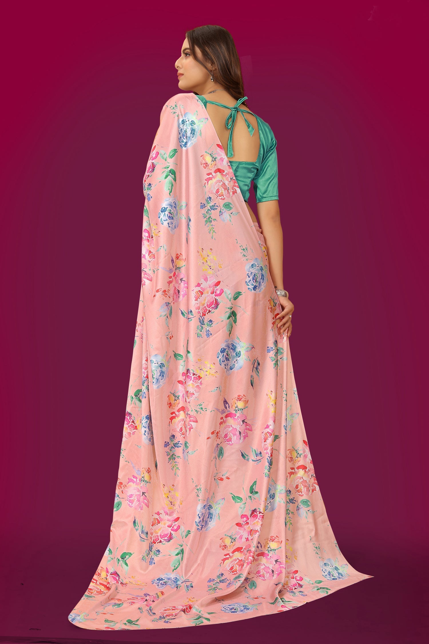 Jyoti Fashion Women's Multicolor Pure Japan Satin Digital Printed Designer Saree with Blouse | Grocsy