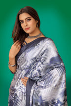Jyoti Fashion Women's Multicolor Pure Japan Satin Digital Printed Designer Saree with Blouse | Grocsy