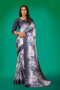 Jyoti Fashion Women's Multicolor Pure Japan Satin Digital Printed Designer Saree with Blouse | Grocsy