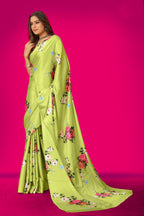 Jyoti Fashion Women's Multicolor Pure Japan Satin Digital Printed Designer Saree with Blouse | Grocsy