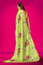 Jyoti Fashion Women's Multicolor Pure Japan Satin Digital Printed Designer Saree with Blouse | Grocsy