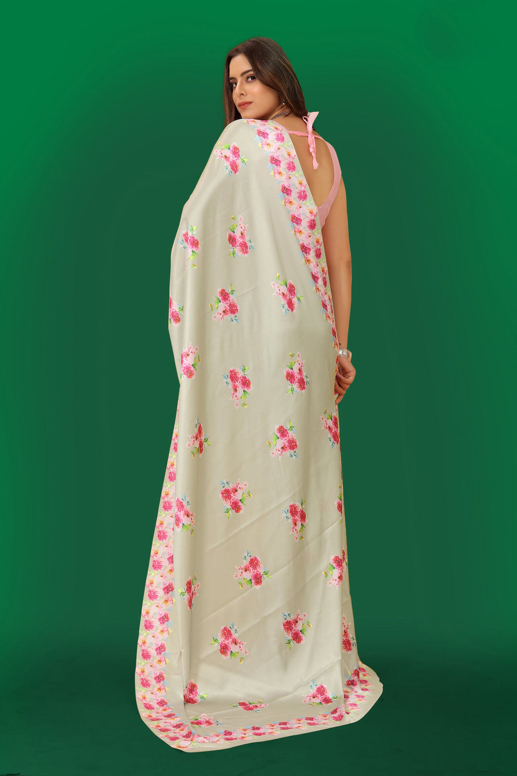 Jyoti Fashion Women's Multicolor Pure Japan Satin Digital Printed Designer Saree with Blouse | Grocsy