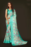 Jyoti Fashion Women's Multicolor Pure Japan Satin Digital Printed Designer Saree with Blouse | Grocsy