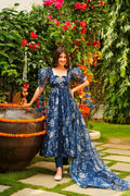 Jyoti Fashion Women's Navy Blue Tabby Silk Heavy Digital Printed Kurta Set | Grocsy