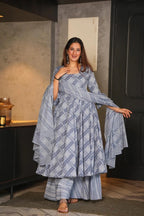 Jyoti Fashion Women's Grey Cotton Silk Heavy Digital Printed Kurta Set | Grocsy