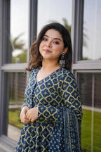 Jyoti Fashion Women's Blue Cotton Silk Heavy Digital Printed Kurta Set | Grocsy