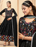 Jyoti Fashion Women's Black Faux Georgette Heavy Embroidered Kurta Set | Grocsy