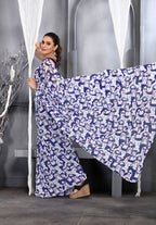 Jyoti Fashion Women's Navy Blue Faux Georgette Digital Printed Designer Saree with Blouse | Grocsy