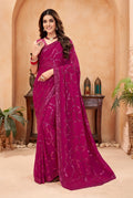Jyoti Fashion Women's Pink Faux Blooming Sequins Work Designer Saree with Blouse | Grocsy