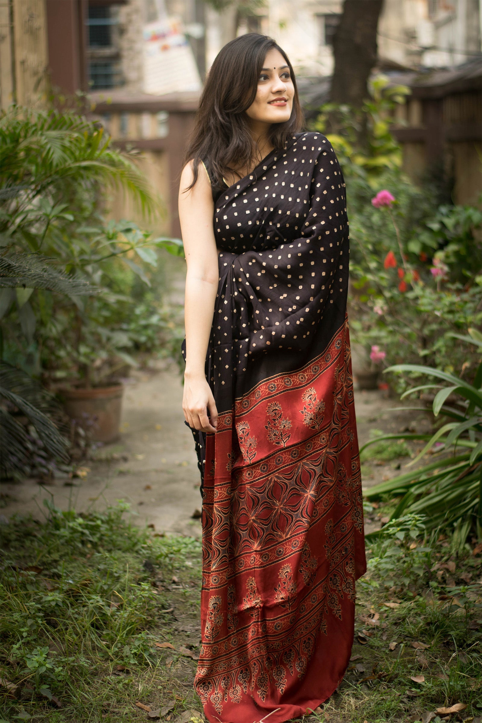 Jyoti Fashion Women's Black Imported Silk Satin Digital Printed Designer Saree with Blouse | Grocsy
