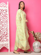 Jyoti Fashion Women's Pista Green Silk Jacquard Woven with Hand Work Salwar Suit Set | Grocsy
