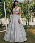 Jyoti Fashion Women's Steel Grey Heavy Banglori Silk Paper Mirror with Zari Thread & 3MM Sequins Embroidered Lehenga Choli with Dupatta | Grocsy