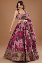 Jyoti Fashion Women's Multicolor Organza 3MM Sequins with Zari Embroidered Lehenga Choli with Dupatta | Grocsy