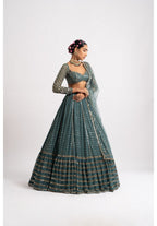 Jyoti Fashion Women's Dark Green Faux Georgette 3MM, 5MM & 9MM Sequins with Zari Embroidered Lehenga Choli with Dupatta | Grocsy