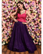 Jyoti Fashion Women's Purple Faux Georgette 3MM Sequins with Thread Embroidered Lehenga Choli with Dupatta | Grocsy