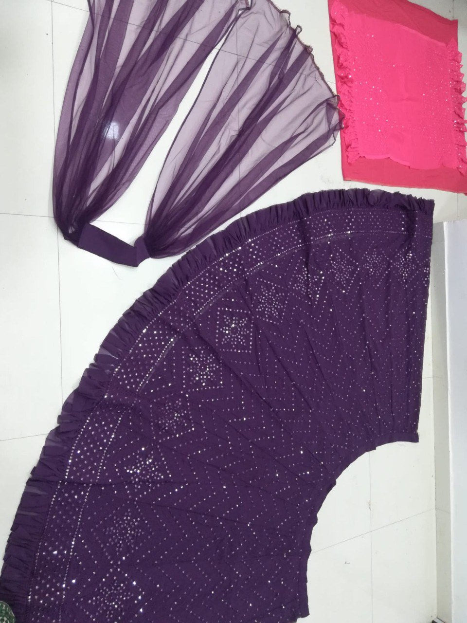 Jyoti Fashion Women's Purple Faux Georgette 3MM Sequins with Thread Embroidered Lehenga Choli with Dupatta | Grocsy
