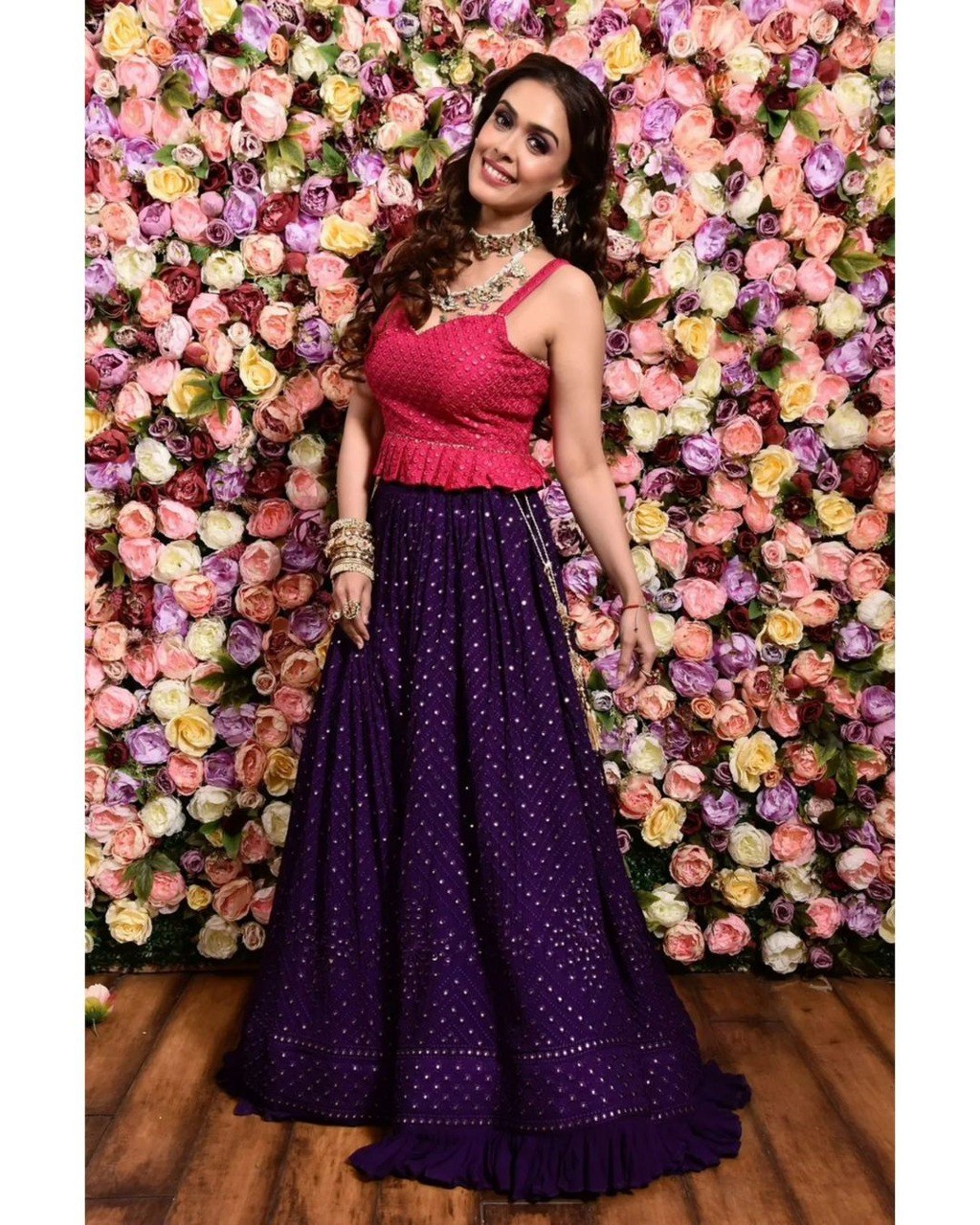 Jyoti Fashion Women's Purple Faux Georgette 3MM Sequins with Thread Embroidered Lehenga Choli with Dupatta | Grocsy