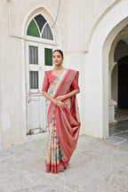 Jyoti Fashion Women's Firozi Tussar Silk Zari Woven Traditional Saree with Blouse | Grocsy