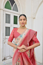 Jyoti Fashion Women's Firozi Tussar Silk Zari Woven Traditional Saree with Blouse | Grocsy