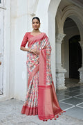 Jyoti Fashion Women's Peach Tussar Silk Zari Woven Traditional Saree with Blouse | Grocsy
