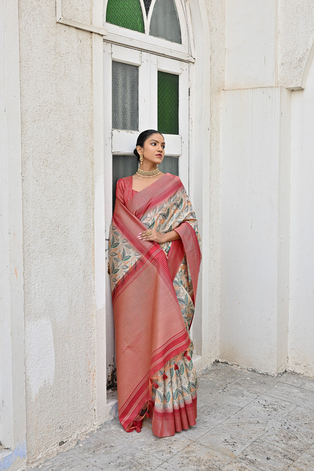 Jyoti Fashion Women's Pista Tussar Silk Zari Woven Traditional Saree with Blouse | Grocsy