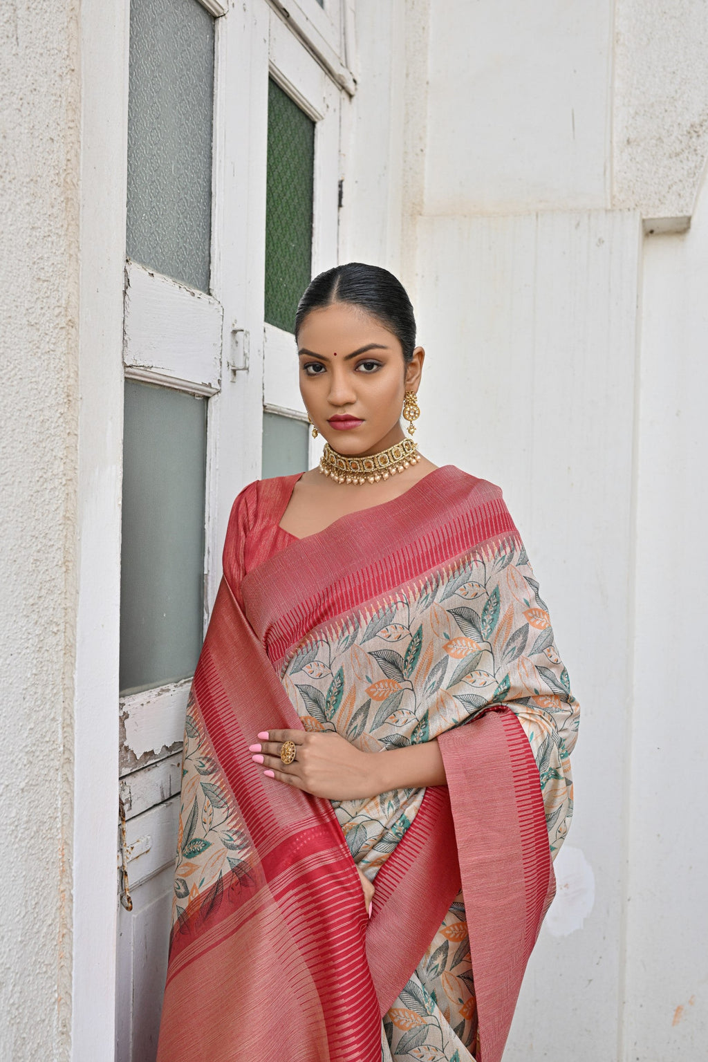Jyoti Fashion Women's Pista Tussar Silk Zari Woven Traditional Saree with Blouse | Grocsy