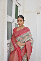Jyoti Fashion Women's Pista Tussar Silk Zari Woven Traditional Saree with Blouse | Grocsy