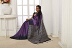 Jyoti Fashion Women's Purple Soft Tussar Silk Printed Temple Border Traditional Saree with Blouse | Grocsy