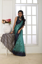 Jyoti Fashion Women's Firozi Soft Tussar Silk Printed Temple Border Traditional Saree with Blouse | Grocsy