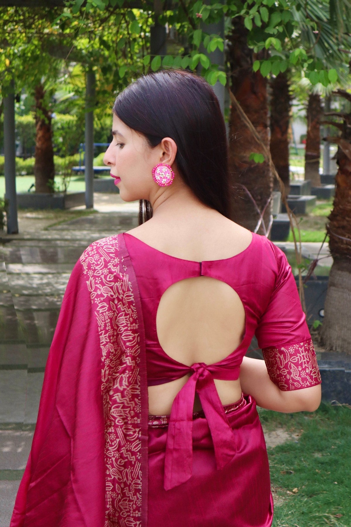 Jyoti Fashion Women's Pink Handloom Raw Silk Printed Border Traditional Saree with Blouse | Grocsy