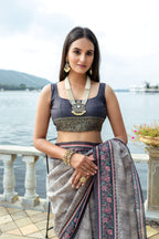 Jyoti Fashion Women's Grey Soft Silk Zari Woven Traditional Saree with Blouse | Grocsy