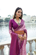 Jyoti Fashion Women's Pink Soft Silk Zari Woven Traditional Saree with Blouse | Grocsy