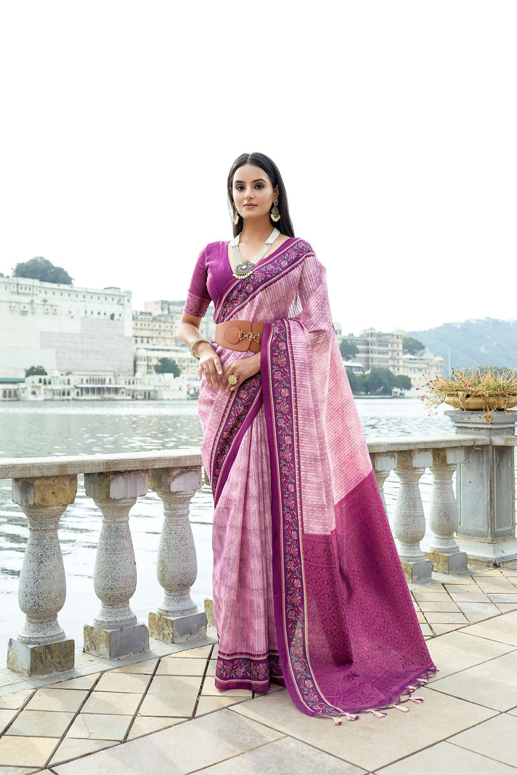 Jyoti Fashion Women's Pink Soft Silk Zari Woven Traditional Saree with Blouse | Grocsy