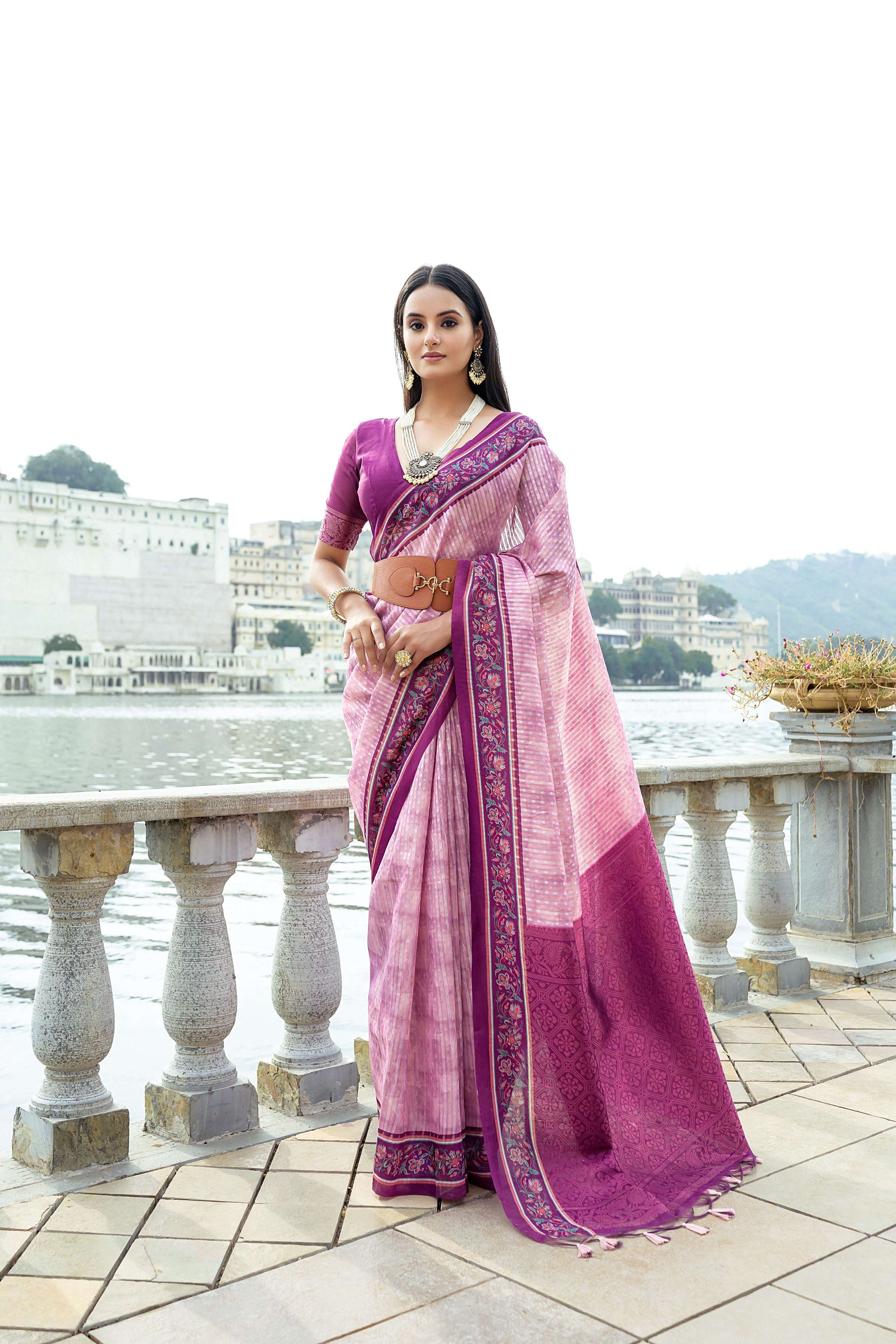 Jyoti Fashion Women's Pink Soft Silk Zari Woven Traditional Saree with Blouse | Grocsy