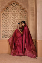 Jyoti Fashion Women's Rani Pink Handloom Raw Silk Weaving Pallu Traditional Saree with Blouse | Grocsy